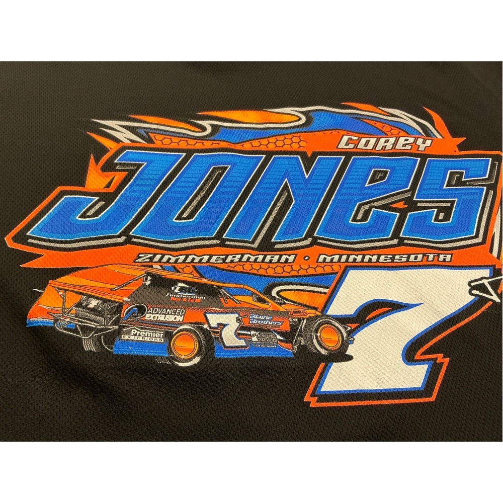 Sport-Tek‎ Corey Jones Racing T-Shirt Dirt Track Graphic Black Large Sporty - Picture 2 of 12